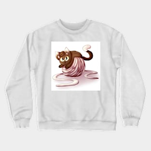 Cute Cat on Ball of Yarn Crewneck Sweatshirt